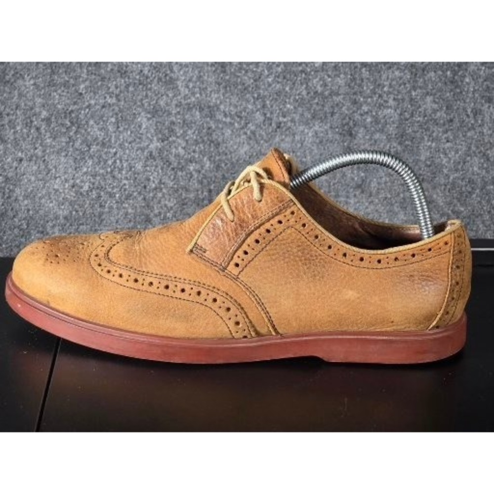 Polo Ralph Lauren Orrick Wing Tip Tan Leather Oxford Shoes Men 9.5 D Preppy Work